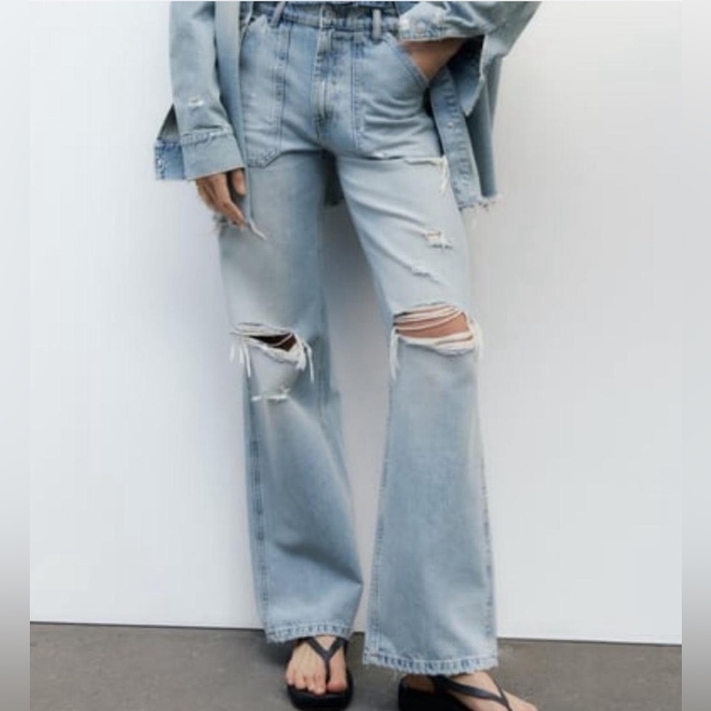 Zara Distressed Denim Jeans Size 0